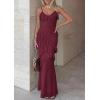 image:imagePRETTYGARDEN Women 2026 Wedding Guest Cocktail Maxi Dress Spaghetti Strap Sleeveless V Neck Bodycon Mesh Party Summer OutfitsBurgundy