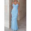 image:imagePRETTYGARDEN Women 2026 Wedding Guest Cocktail Maxi Dress Spaghetti Strap Sleeveless V Neck Bodycon Mesh Party Summer OutfitsLight Blue