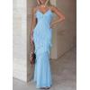 image:imagePRETTYGARDEN Women 2026 Wedding Guest Cocktail Maxi Dress Spaghetti Strap Sleeveless V Neck Bodycon Mesh Party Summer OutfitsLight Blue