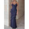 image:imagePRETTYGARDEN Women 2026 Wedding Guest Cocktail Maxi Dress Spaghetti Strap Sleeveless V Neck Bodycon Mesh Party Summer OutfitsNavy Blue