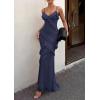image:imagePRETTYGARDEN Women 2026 Wedding Guest Cocktail Maxi Dress Spaghetti Strap Sleeveless V Neck Bodycon Mesh Party Summer OutfitsNavy Blue