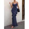 image:imagePRETTYGARDEN Women 2026 Wedding Guest Cocktail Maxi Dress Spaghetti Strap Sleeveless V Neck Bodycon Mesh Party Summer OutfitsNavy Blue