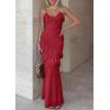 image:imagePRETTYGARDEN Women 2026 Wedding Guest Cocktail Maxi Dress Spaghetti Strap Sleeveless V Neck Bodycon Mesh Party Summer OutfitsRed