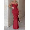 image:imagePRETTYGARDEN Women 2026 Wedding Guest Cocktail Maxi Dress Spaghetti Strap Sleeveless V Neck Bodycon Mesh Party Summer OutfitsRed