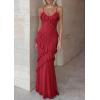 image:imagePRETTYGARDEN Women 2026 Wedding Guest Cocktail Maxi Dress Spaghetti Strap Sleeveless V Neck Bodycon Mesh Party Summer OutfitsRed