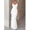 image:imagePRETTYGARDEN Women 2026 Wedding Guest Cocktail Maxi Dress Spaghetti Strap Sleeveless V Neck Bodycon Mesh Party Summer OutfitsWhite