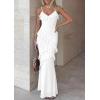 image:imagePRETTYGARDEN Women 2026 Wedding Guest Cocktail Maxi Dress Spaghetti Strap Sleeveless V Neck Bodycon Mesh Party Summer OutfitsWhite