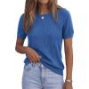image:imagePRETTYGARDEN Womens 2026 Spring Short Sleeve Sweater Knit Going Out Tops Work Shirts Trendy Summer Business Casual OutfitsBlue