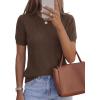 image:imagePRETTYGARDEN Womens 2026 Spring Short Sleeve Sweater Knit Going Out Tops Work Shirts Trendy Summer Business Casual OutfitsBrown