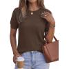 image:imagePRETTYGARDEN Womens 2026 Spring Short Sleeve Sweater Knit Going Out Tops Work Shirts Trendy Summer Business Casual OutfitsBrown