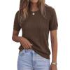image:imagePRETTYGARDEN Womens 2026 Spring Short Sleeve Sweater Knit Going Out Tops Work Shirts Trendy Summer Business Casual OutfitsBrown