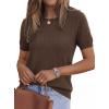image:imagePRETTYGARDEN Womens 2026 Spring Short Sleeve Sweater Knit Going Out Tops Work Shirts Trendy Summer Business Casual OutfitsBrown