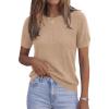 image:imagePRETTYGARDEN Womens 2026 Spring Short Sleeve Sweater Knit Going Out Tops Work Shirts Trendy Summer Business Casual OutfitsKhaki