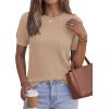 image:imagePRETTYGARDEN Womens 2026 Spring Short Sleeve Sweater Knit Going Out Tops Work Shirts Trendy Summer Business Casual OutfitsKhaki