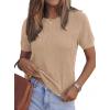 image:imagePRETTYGARDEN Womens 2026 Spring Short Sleeve Sweater Knit Going Out Tops Work Shirts Trendy Summer Business Casual OutfitsKhaki