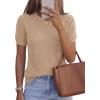 image:imagePRETTYGARDEN Womens 2026 Spring Short Sleeve Sweater Knit Going Out Tops Work Shirts Trendy Summer Business Casual OutfitsKhaki