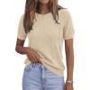 image:imagePRETTYGARDEN Womens 2026 Spring Short Sleeve Sweater Knit Going Out Tops Work Shirts Trendy Summer Business Casual OutfitsLight Khaki