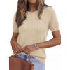 image:imagePRETTYGARDEN Womens 2026 Spring Short Sleeve Sweater Knit Going Out Tops Work Shirts Trendy Summer Business Casual OutfitsLight Khaki