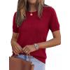 image:imagePRETTYGARDEN Womens 2026 Spring Short Sleeve Sweater Knit Going Out Tops Work Shirts Trendy Summer Business Casual OutfitsRed