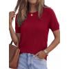 image:imagePRETTYGARDEN Womens 2026 Spring Short Sleeve Sweater Knit Going Out Tops Work Shirts Trendy Summer Business Casual OutfitsRed