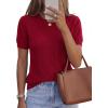 image:imagePRETTYGARDEN Womens 2026 Spring Short Sleeve Sweater Knit Going Out Tops Work Shirts Trendy Summer Business Casual OutfitsRed