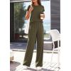 image:imagePRETTYGARDEN Womens 2026 Summer 2 Piece Matching Lounge Sets Short Sleeve Shirts Tops Wide Leg Pants Travel Airport OutfitsArmy Green