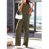 image:imagePRETTYGARDEN Womens 2026 Summer 2 Piece Matching Lounge Sets Short Sleeve Shirts Tops Wide Leg Pants Travel Airport OutfitsArmy Green