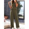image:imagePRETTYGARDEN Womens 2026 Summer 2 Piece Matching Lounge Sets Short Sleeve Shirts Tops Wide Leg Pants Travel Airport OutfitsArmy Green