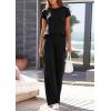 image:imagePRETTYGARDEN Womens 2026 Summer 2 Piece Matching Lounge Sets Short Sleeve Shirts Tops Wide Leg Pants Travel Airport OutfitsBlack