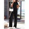 image:imagePRETTYGARDEN Womens 2026 Summer 2 Piece Matching Lounge Sets Short Sleeve Shirts Tops Wide Leg Pants Travel Airport OutfitsBlack