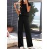image:imagePRETTYGARDEN Womens 2026 Summer 2 Piece Matching Lounge Sets Short Sleeve Shirts Tops Wide Leg Pants Travel Airport OutfitsBlack