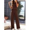 image:imagePRETTYGARDEN Womens 2026 Summer 2 Piece Matching Lounge Sets Short Sleeve Shirts Tops Wide Leg Pants Travel Airport OutfitsBrown