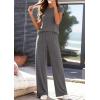 image:imagePRETTYGARDEN Womens 2026 Summer 2 Piece Matching Lounge Sets Short Sleeve Shirts Tops Wide Leg Pants Travel Airport OutfitsDark Grey