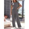 image:imagePRETTYGARDEN Womens 2026 Summer 2 Piece Matching Lounge Sets Short Sleeve Shirts Tops Wide Leg Pants Travel Airport OutfitsDark Grey