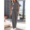 image:imagePRETTYGARDEN Womens 2026 Summer 2 Piece Matching Lounge Sets Short Sleeve Shirts Tops Wide Leg Pants Travel Airport OutfitsDark Grey