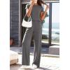 image:imagePRETTYGARDEN Womens 2026 Summer 2 Piece Matching Lounge Sets Short Sleeve Shirts Tops Wide Leg Pants Travel Airport OutfitsDark Grey