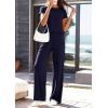 image:imagePRETTYGARDEN Womens 2026 Summer 2 Piece Matching Lounge Sets Short Sleeve Shirts Tops Wide Leg Pants Travel Airport OutfitsNavy Blue