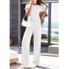 image:imagePRETTYGARDEN Womens 2026 Summer 2 Piece Matching Lounge Sets Short Sleeve Shirts Tops Wide Leg Pants Travel Airport OutfitsWhite