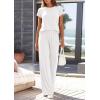 image:imagePRETTYGARDEN Womens 2026 Summer 2 Piece Matching Lounge Sets Short Sleeve Shirts Tops Wide Leg Pants Travel Airport OutfitsWhite