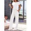 image:imagePRETTYGARDEN Womens 2026 Summer 2 Piece Matching Lounge Sets Short Sleeve Shirts Tops Wide Leg Pants Travel Airport OutfitsWhite