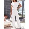 image:imagePRETTYGARDEN Womens 2026 Summer 2 Piece Matching Lounge Sets Short Sleeve Shirts Tops Wide Leg Pants Travel Airport OutfitsWhite