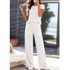 image:imagePRETTYGARDEN Womens 2026 Summer 2 Piece Matching Lounge Sets Short Sleeve Shirts Tops Wide Leg Pants Travel Airport OutfitsWhite