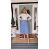 image:imagePRETTYGARDEN Womens Ditzy Floral Print Midi Skirt Boho Elastic High Waist Long Skirts for Women Trendy High Low HemBlue