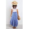 image:imagePRETTYGARDEN Womens Ditzy Floral Print Midi Skirt Boho Elastic High Waist Long Skirts for Women Trendy High Low HemBlue
