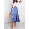 image:imagePRETTYGARDEN Womens Ditzy Floral Print Midi Skirt Boho Elastic High Waist Long Skirts for Women Trendy High Low HemBlue