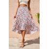 image:imagePRETTYGARDEN Womens Ditzy Floral Print Midi Skirt Boho Elastic High Waist Long Skirts for Women Trendy High Low HemBlue Red