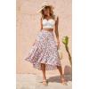 image:imagePRETTYGARDEN Womens Ditzy Floral Print Midi Skirt Boho Elastic High Waist Long Skirts for Women Trendy High Low HemBlue Red