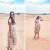 image:imagePRETTYGARDEN Womens Ditzy Floral Print Midi Skirt Boho Elastic High Waist Long Skirts for Women Trendy High Low HemFloral Apricot