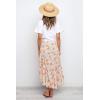image:imagePRETTYGARDEN Womens Ditzy Floral Print Midi Skirt Boho Elastic High Waist Long Skirts for Women Trendy High Low HemFloral Apricot