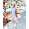 image:imagePRETTYGARDEN Womens Ditzy Floral Print Midi Skirt Boho Elastic High Waist Long Skirts for Women Trendy High Low HemFloral Apricot